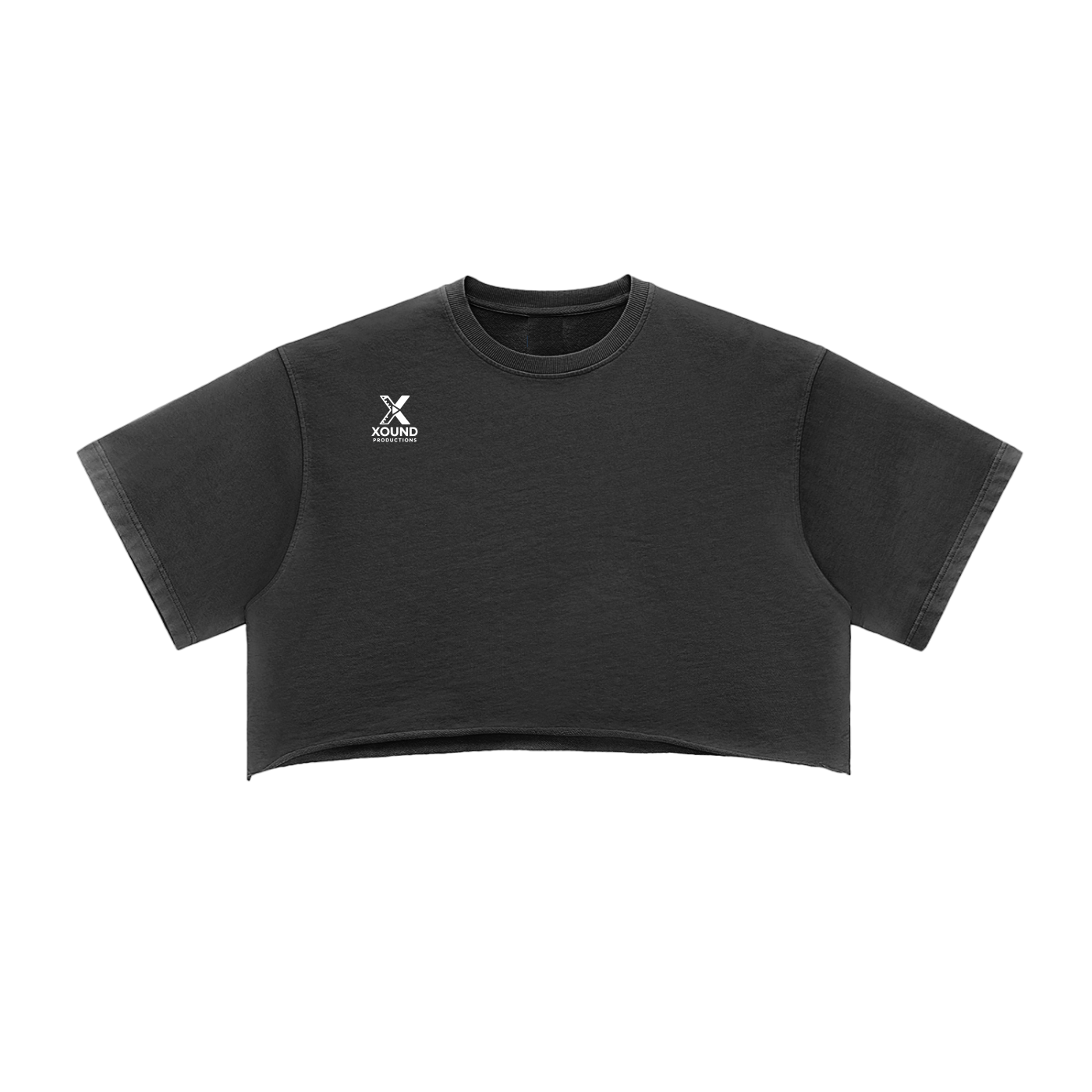 XOUND XHE CROP TEE - Snow Washed Raw Edge Crop Top