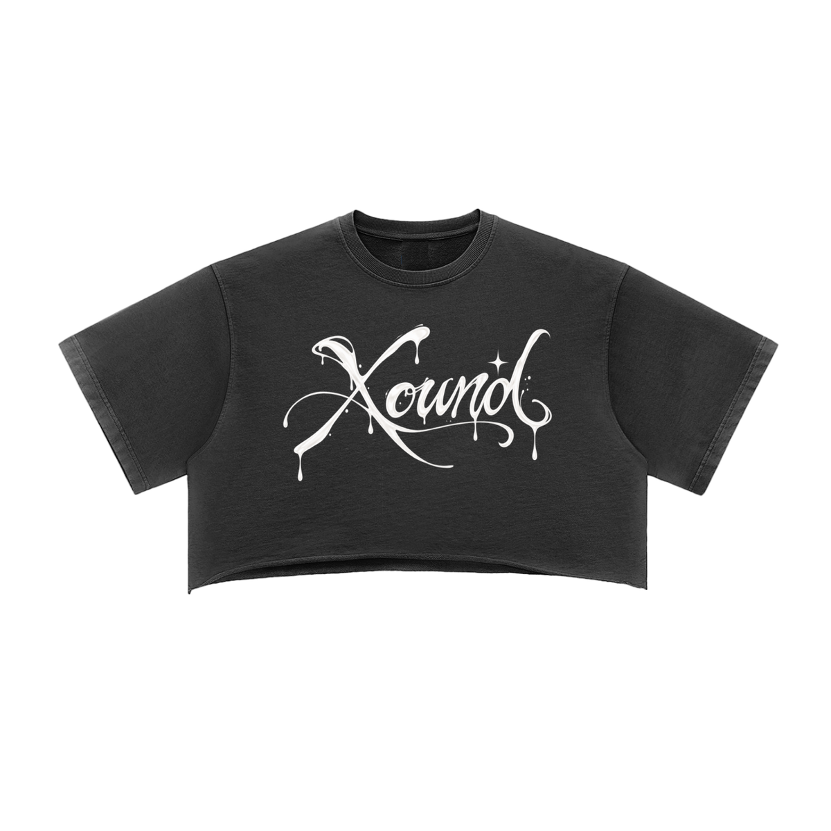 XOUND XHE CROP TEE - Snow Washed Raw Edge Crop Top
