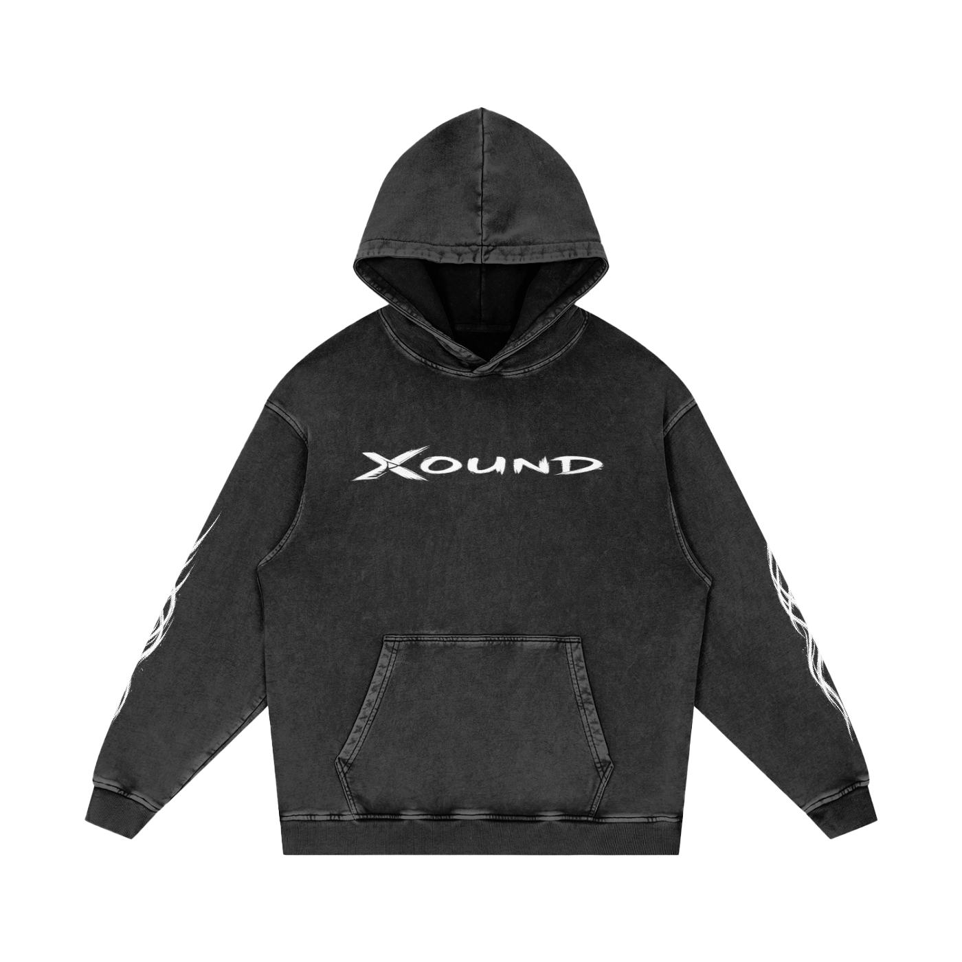 XOUND ARM ART FLOW STATE LOOSE HOODIE - Snow Washed Loose Cotton Hoodie