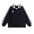XOUND COLLAR - Contrast Striped Lapel Collar Sweatshirt