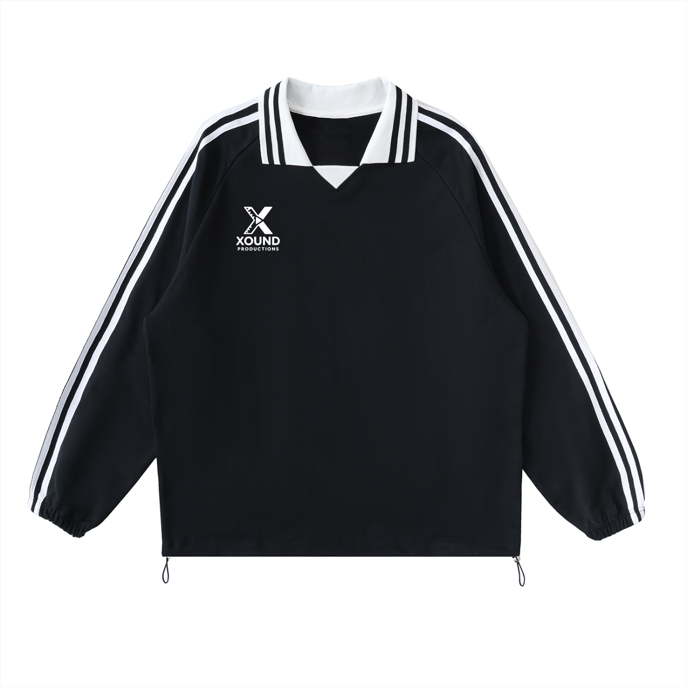 XOUND COLLAR - Contrast Striped Lapel Collar Sweatshirt
